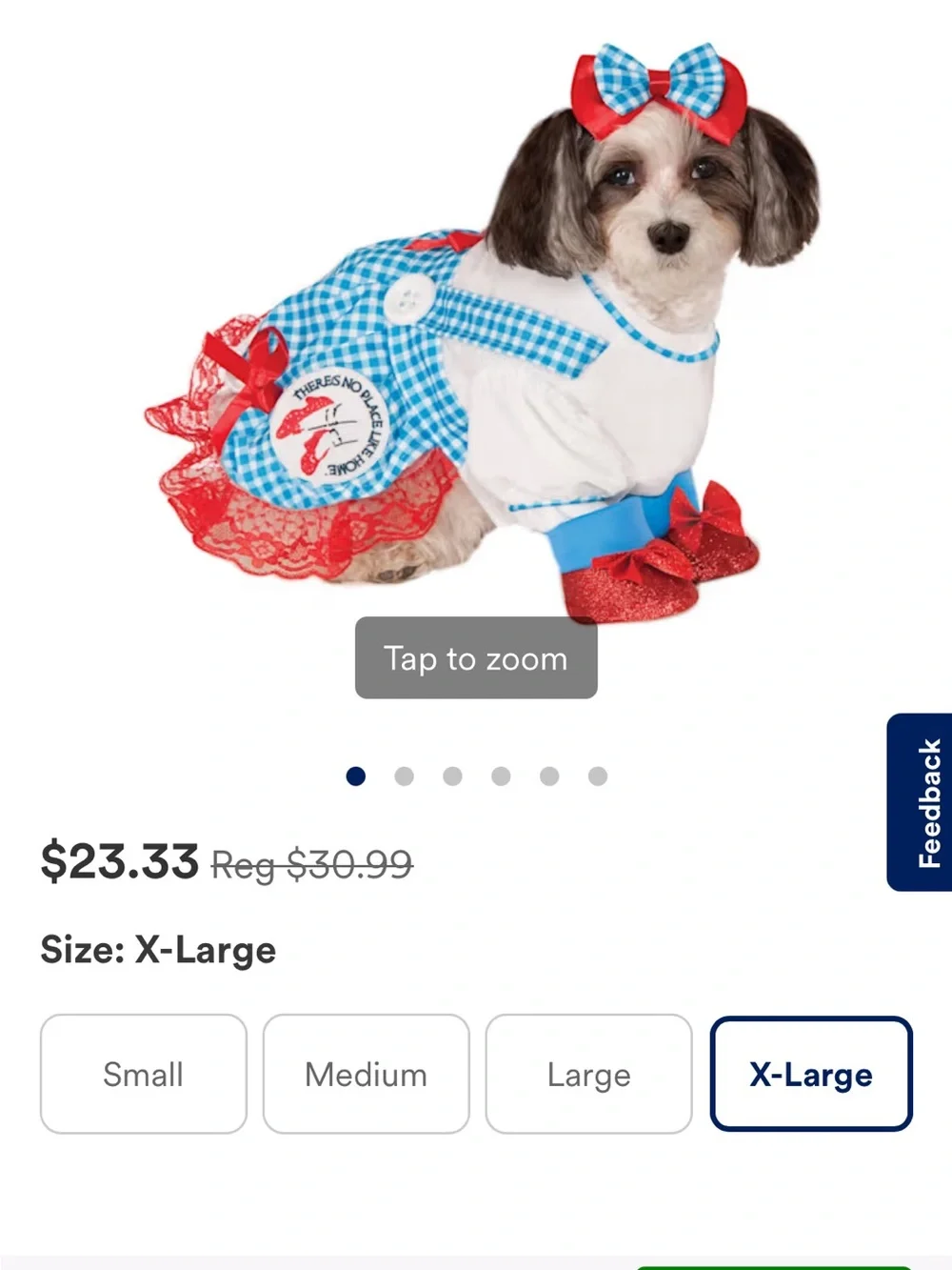 Dorothy wizard of Oz Dog Dress Costume XL